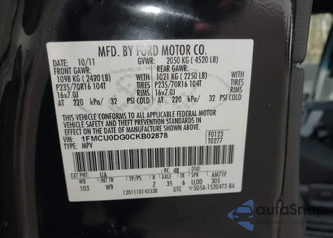 2012 Ford Escape Xlt from USA, damaged, VIN 1FMCU0DG0CKB02878